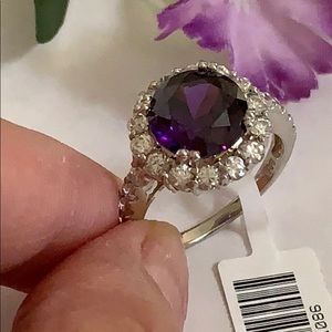 Rich 11mm Amethyst ring on Sterling silver, #7.5